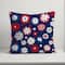 18" Patriotic Flower Doodle Indoor Outdoor Pillow